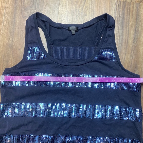 🔥🔥CLEARANCE🔥🔥J CREW Navy Cotton Sequin Tank - Picture 3 of 4